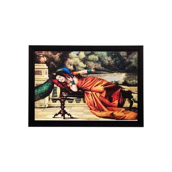 Lady and Peacock Matt Textured UV Art Painting 1