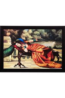 Lady and Peacock Matt Textured UV Art Painting