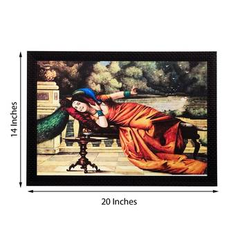Lady and Peacock Matt Textured UV Art Painting 3