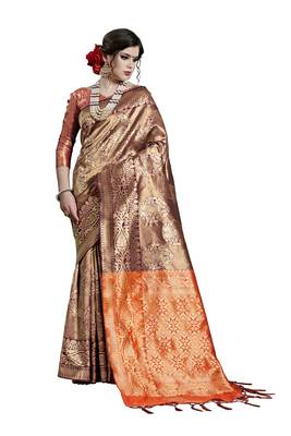 Purple woven art silk saree with blouse 1