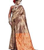 Purple woven art silk saree with blouse