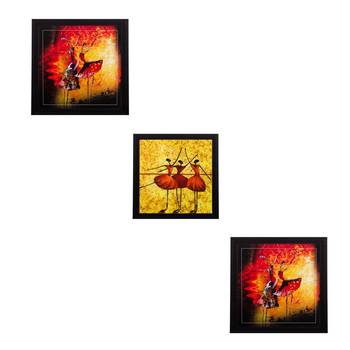 Set of 3 Dancing Girls Matt Textured UV Art Painting 1