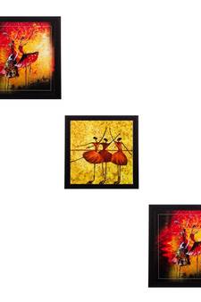 Set of 3 Dancing Girls Matt Textured UV Art Painting