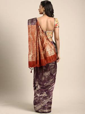 Purple woven art silk saree with blouse 2