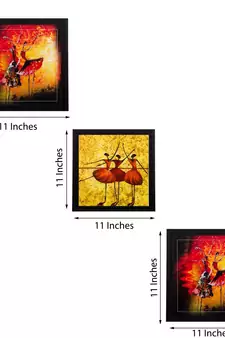 Set of 3 Dancing Girls Matt Textured UV Art Painting