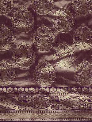 Purple woven art silk saree with blouse 4