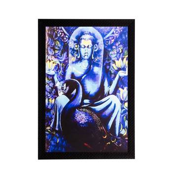 Bluish Lord Buddha Matt Textured UV Art Painting 1