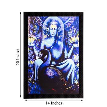 Bluish Lord Buddha Matt Textured UV Art Painting 3