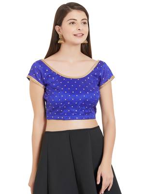 Royal Blue Art Silk Art Silk Ready-Made Saree Blouse 1