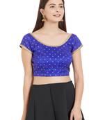 Royal Blue Art Silk Art Silk Ready-Made Saree Blouse