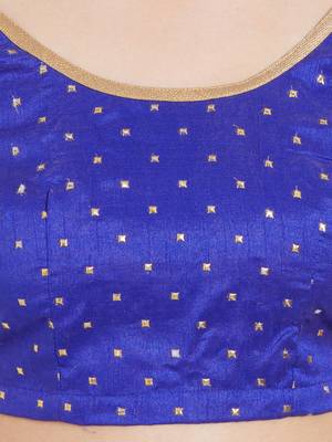 Royal Blue Art Silk Art Silk Ready-Made Saree Blouse 4