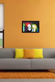Radha Krishna Matt Textured UV Art Painting
