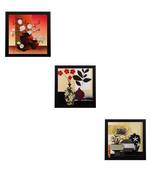 Set of 3 Botanical Floral Matt Textured UV Art Painting