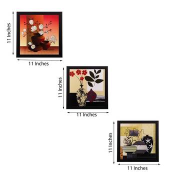 Set of 3 Botanical Floral Matt Textured UV Art Painting 3