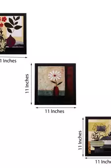 Set of 3 Botanical Floral Matt Textured UV Art Painting