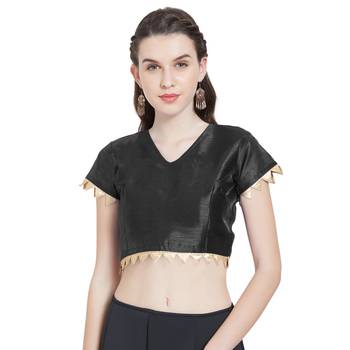 Black Art Silk Ready-Made Saree Blouse 1