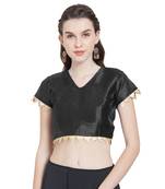 Black Art Silk Ready-Made Saree Blouse