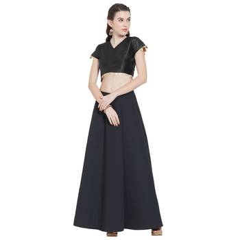 Black Art Silk Ready-Made Saree Blouse 2