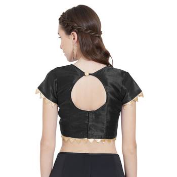 Black Art Silk Ready-Made Saree Blouse 3