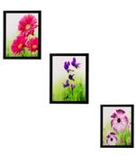 Set of 3 Floral Matt Textured UV Art Painting