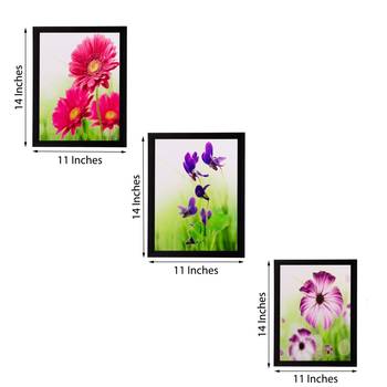 Set of 3 Floral Matt Textured UV Art Painting 2