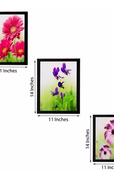 Set of 3 Floral Matt Textured UV Art Painting