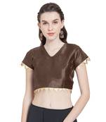 Brown Art Silk Ready-Made Saree Blouse