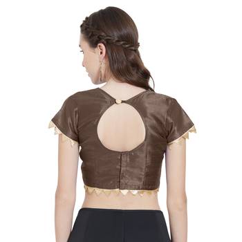Brown Art Silk Ready-Made Saree Blouse 3