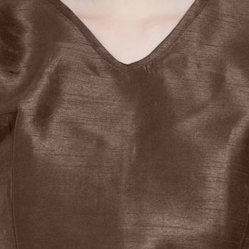 Brown Art Silk Ready-Made Saree Blouse 4