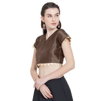 Brown Art Silk Ready-Made Saree Blouse 5