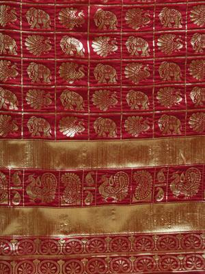 Maroon woven art silk saree with blouse 4