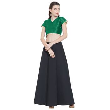 Dark Green Art Silk Ready-Made Saree Blouse 2