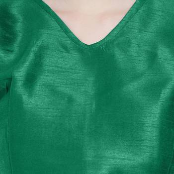 Dark Green Art Silk Ready-Made Saree Blouse 4