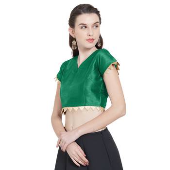 Dark Green Art Silk Ready-Made Saree Blouse 5