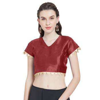 Maroon Art Silk Ready-Made Saree Blouse 1