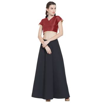 Maroon Art Silk Ready-Made Saree Blouse 2