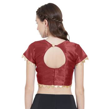 Maroon Art Silk Ready-Made Saree Blouse 3