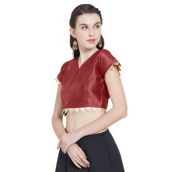 Maroon Art Silk Ready-Made Saree Blouse 5