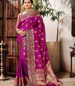 Purple woven silk saree with blouse