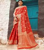 Maroon woven silk saree with blouse
