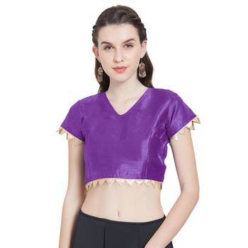 Purple Art Silk Ready-Made Saree Blouse 1