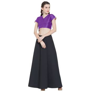 Purple Art Silk Ready-Made Saree Blouse 3