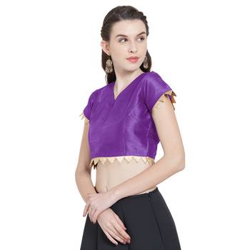 Purple Art Silk Ready-Made Saree Blouse 5