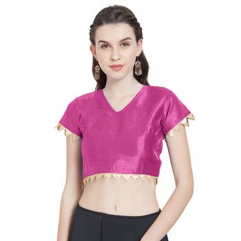 Pink Art Silk Ready-Made Saree Blouse 1