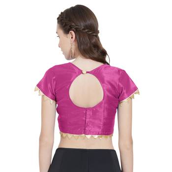 Pink Art Silk Ready-Made Saree Blouse 2