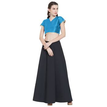 Turquoise Art Silk Ready-Made  Saree Blouse 2