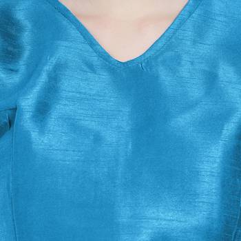 Turquoise Art Silk Ready-Made  Saree Blouse 4