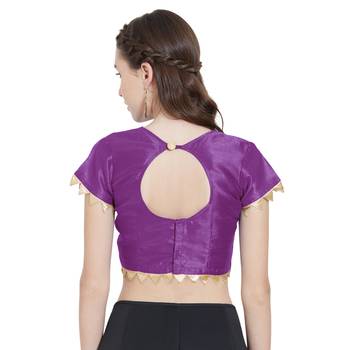 Wine Art Silk Ready-Made  Saree Blouse 3