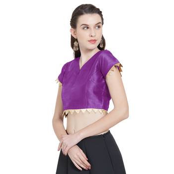 Wine Art Silk Ready-Made  Saree Blouse 5