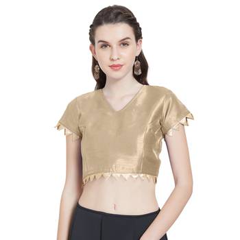 Beige Art Silk Ready-Made Saree Blouse 1
